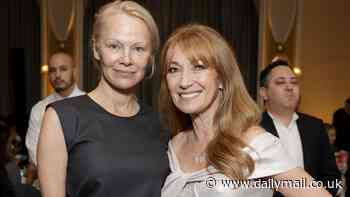 Pamela Anderson is makeup-free again as she meets fellow 1990s icon Jane Seymour at Hollywood Reporter bash