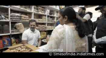 Watch: Rahul Gandhi visits grocery store in Delhi, sells ketchup, biscuits and chocolates