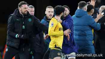 Wolves fall apart AGAIN as Rayan Ait-Nouri is held back and Matheus Cunha shoves hand in official's face following late defeat to Ipswich... just days after Mario Lemina was stripped of captaincy due to Jarrod Bowen clash