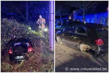 Bestuurder ramt twee geparkeerde wagens en belandt in de struiken