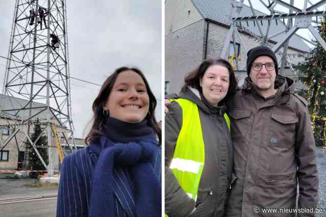 Gigantische hoogspanningsmast in Merchtem krijgt opnieuw kerstverlichting: “Onze ‘Eiffeltoren’ brengt sfeer in de buurt”