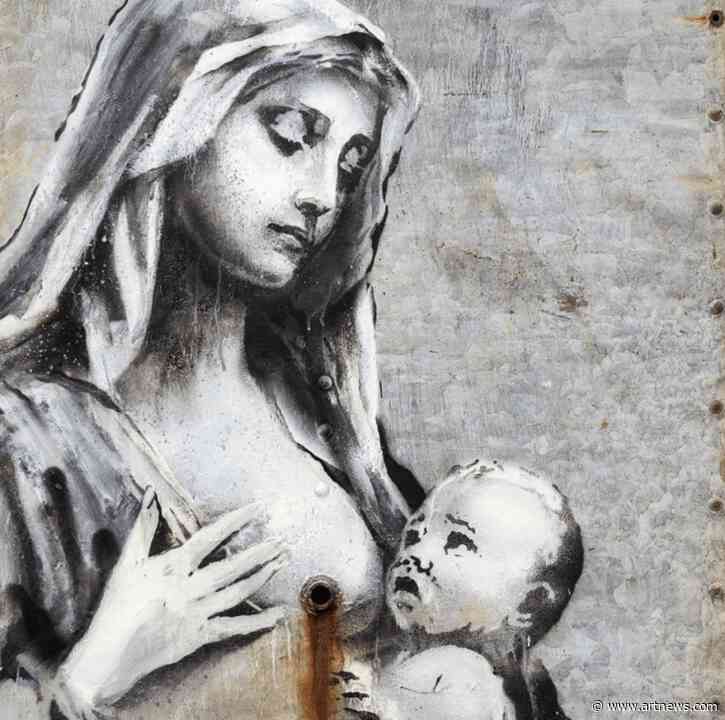 Banksy Strikes Again with Mysterious Madonna and Child Mural Featuring a Rusty Bosom Wound