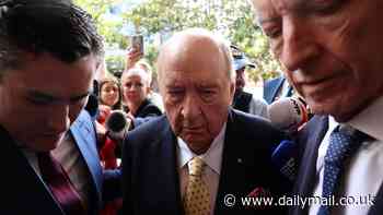 Heated moment Alan Jones comes out fighting after being heckled outside court - as he breaks his silence on sexual assault allegations