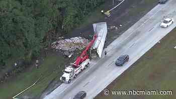 Semitruck overturns on U.S. 27 in NW Miami-Dade