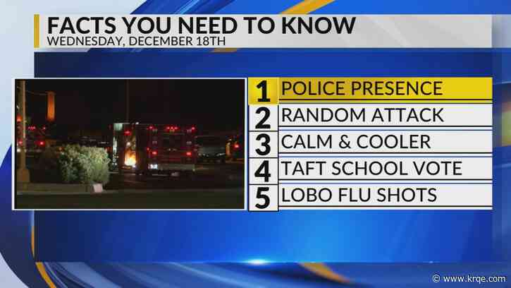 KRQE Newsfeed: Rio Rancho SWAT, Attack in resturant, Cool temperatures, Taft Middle School, Lobo flu shots