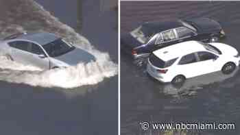 Flooded roads, stalled cars seen in Broward County after slow-moving storms dump heavy rain