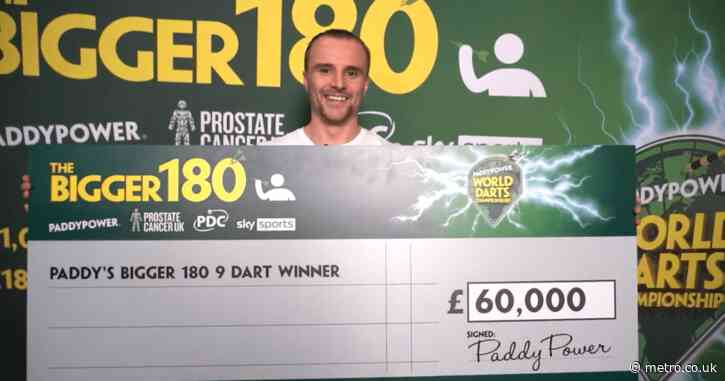 Lucky fan reacts to winning £60,000 for 9-darter at World Darts Championship