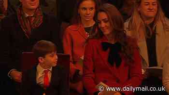 Kate Middleton and Prince Louis, six, share a tender mother-son moment in first glimpse of the royals inside the Princess of Wales's 'Together At Christmas' carol concert