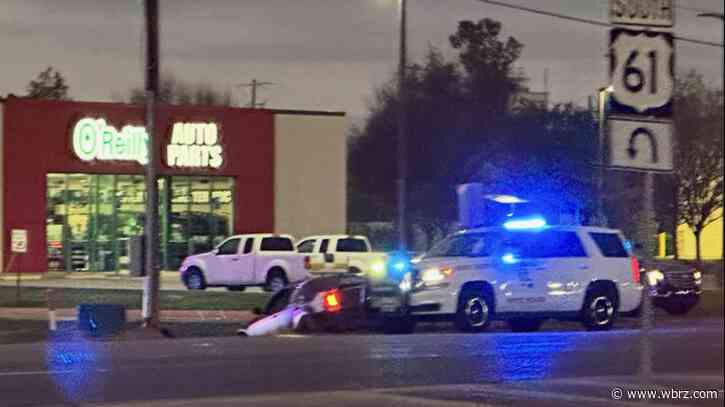 State police arrest driver going twice the speed limit down Airline Highway before crashing in front of business