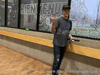 Street artist Lariviere paints mural at Cornwall Civic Complex for world junior hockey exhibition games