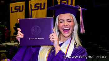 Watch the moment Olivia Dunne graduates from LSU... as gymnast shares cap and gown photos on Instagram