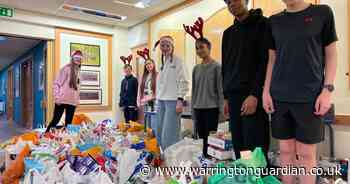 Footage shows mountains of food bank donations collected by Great Sankey High