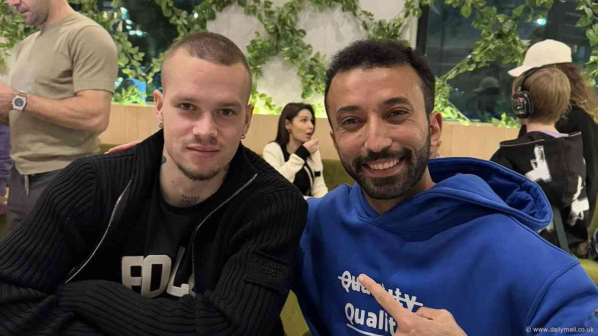 Mykhailo Mudryk pictured in Saudi Arabia ahead of Oleksandr Usyk's rematch with Tyson Fury - after Chelsea star's suspension for a positive drugs test