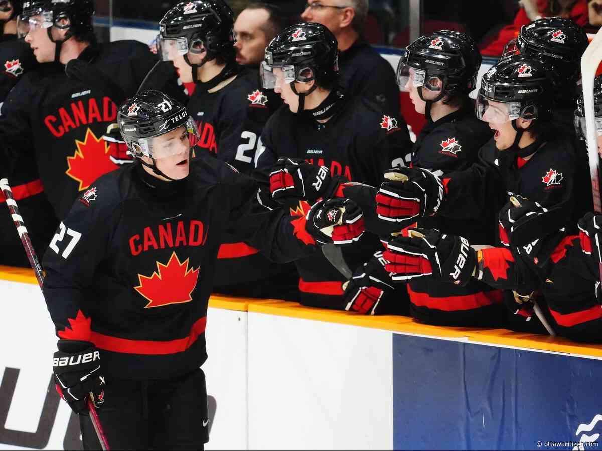 Toronto Maple Leafs prospect Easton Cowan provides Team Canada with more than offence