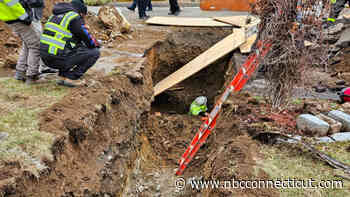 Firefighters free worker buried in trench collapse in Stamford