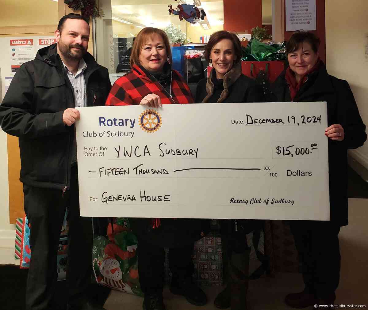 Rotary Club of Sudbury steps up for YWCA Genevra House with $15,000 donation