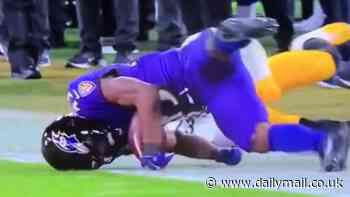 Scary moment Ravens' Justice Hill lies motionless with head injury before being ruled out with concussion