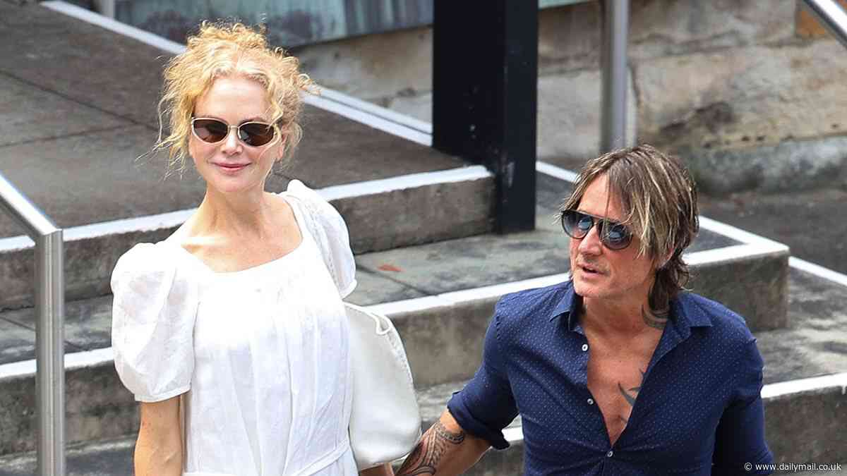 Nicole Kidman looks elegant in white as she and husband Keith Urban take their daughter Faith to church in Sydney