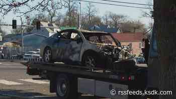 Man trapped in burning car dies at hospital; woman escapes fiery crash with her life