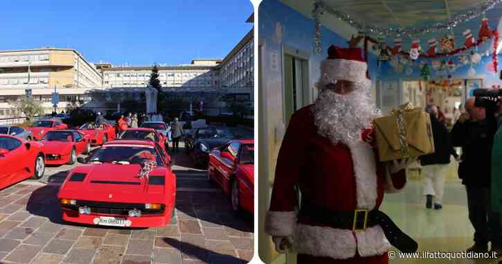 Babbo Natale in Ferrari al Policlinico Gemelli di Roma, regali ai bimbi. Uno di loro andrà a un GP di F1