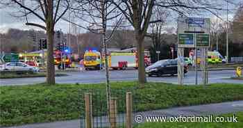 Fire engines and ambulances at major crash near park and ride