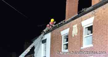 Fire crews tackle "challenging" job in Herefordshire town