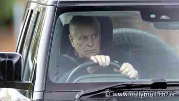 Disgraced Prince Andrew drives to Windsor Castle on his own for Sunday afternoon walk - as the rest of his family heads to Sandringham for Christmas