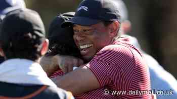 Incredible moment Tiger Woods' son Charlie hits his first ever hole-in-one while playing alongside his dad