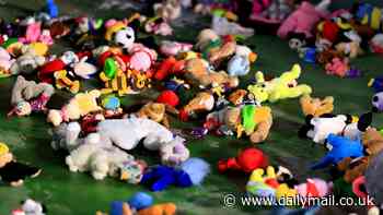 Real Betis supporters keep up heartwarming Christmas tradition of throwing THOUSANDS of soft toys onto the pitch for disadvantaged children