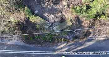 Landslide still partially blocking Sussex A-road after nearly two years