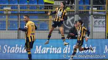 Fans perform fascist salute after Benito Mussolini's great-grandson scores his first professional goal in Serie B