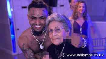 Bizarre moment shirtless rapper Lil Pump performs for his grandma at her 90th birthday goes viral - with fans left in hysterics at her deadpan expression and declaring: 'She HATES it!'