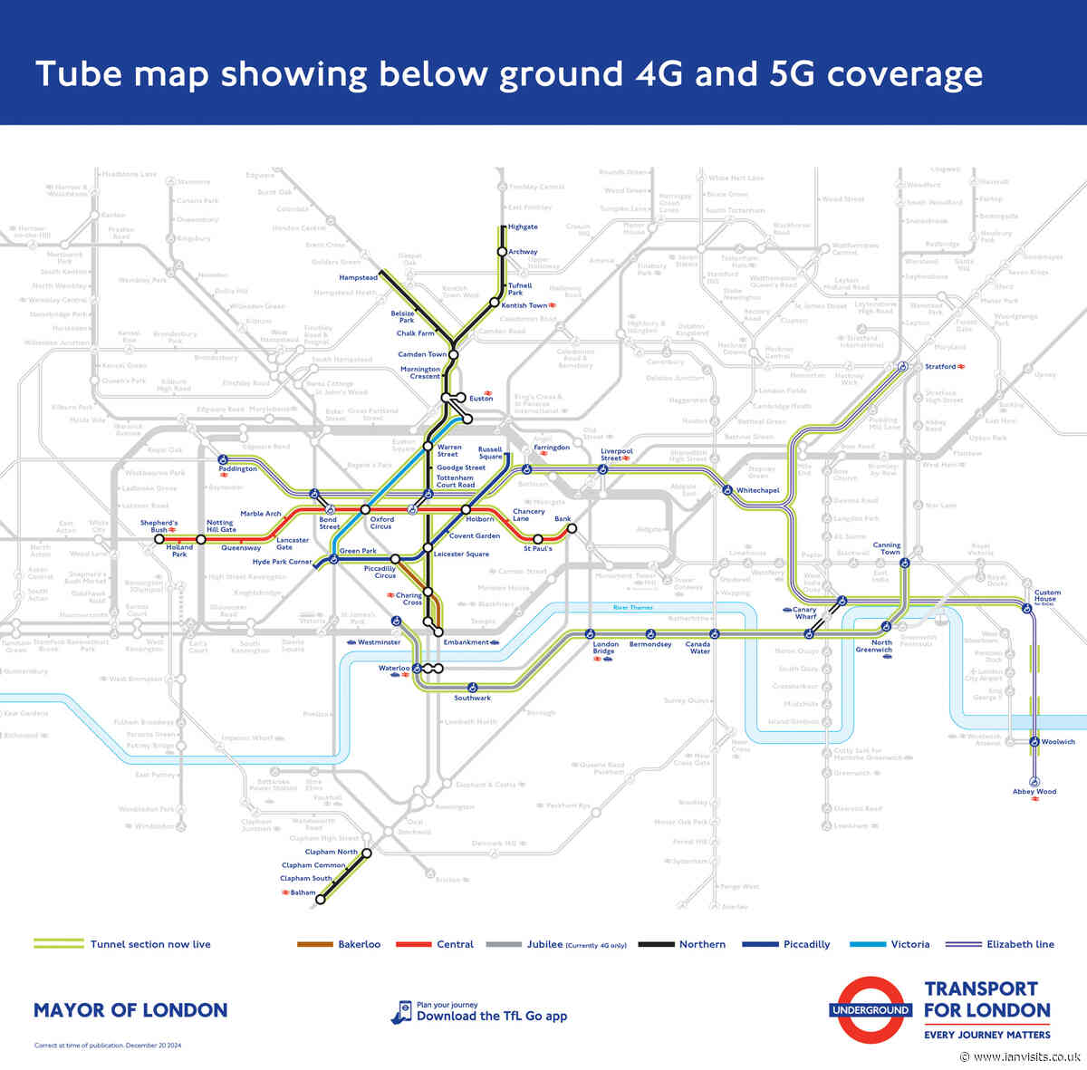 Mobile phone coverage expanded southwards on the Northern line