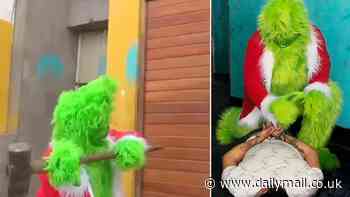 Outrageous moment cop in Grinch costume leads drug bust in Peru