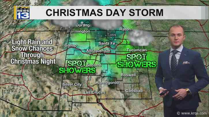 A storm brings snow and rain on Christmas Day