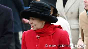 Princess Anne is the epitome of Christmas in red coat and tartan skirt