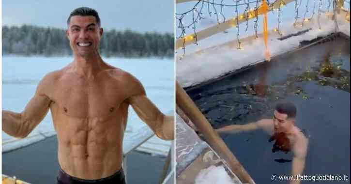 Mezzo nudo a -21 gradi, poi il bagno nelle acque ghiacciate della Lapponia: il Natale di Cristiano Ronaldo