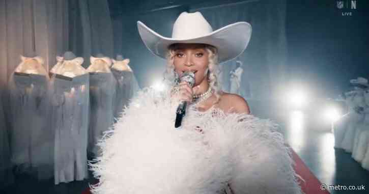 Beyoncé performs Cowboy Carter for first time at NFL show with surprise family appearance