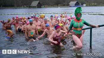 Fancy dress swimmers take Christmas Day dip