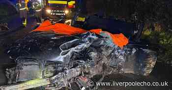 Picture shows aftermath of crash that left car unrecognisable