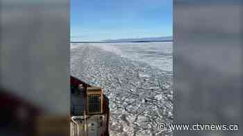 Icebreaker on hand in Labrador to guide season's last freight arrivals by ferry