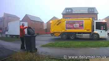 Moment jobsworth binman is caught on doorbell camera removing rubbish bag from top of bin at Christmas