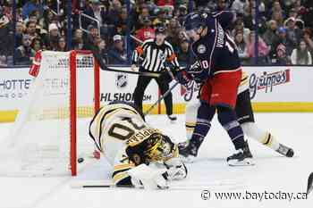 Sean Monahan, Dmitri Voronkov each score twice to lead the Blue Jackets past the Bruins 6-2