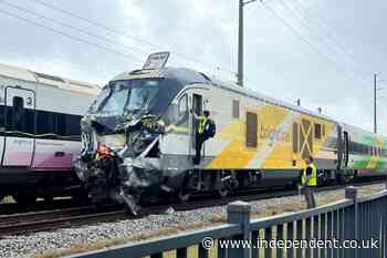 Three firefighters, 12 passengers injured when train collides with fire truck in Florida