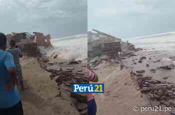 Tumbes: Olas derrumban casa de dos pisos en Zorritos | VIDEO