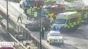 Arrest after car overturned on motorway