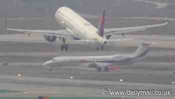 Heart-stopping moment Delta airliner almost collided with private jet on LAX runway