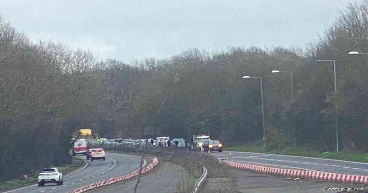 Motorcycle passenger taken to hospital following A27 crash