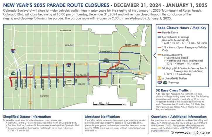 Before you hit Pasadena’s Rose Parade route, know the road closures