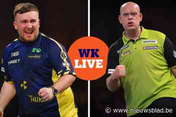 LIVE WK DARTS. Michael van Gerwen kent moeilijk moment maar stoot door, Luke Littler heeft het niet onder de markt tegen Joyce